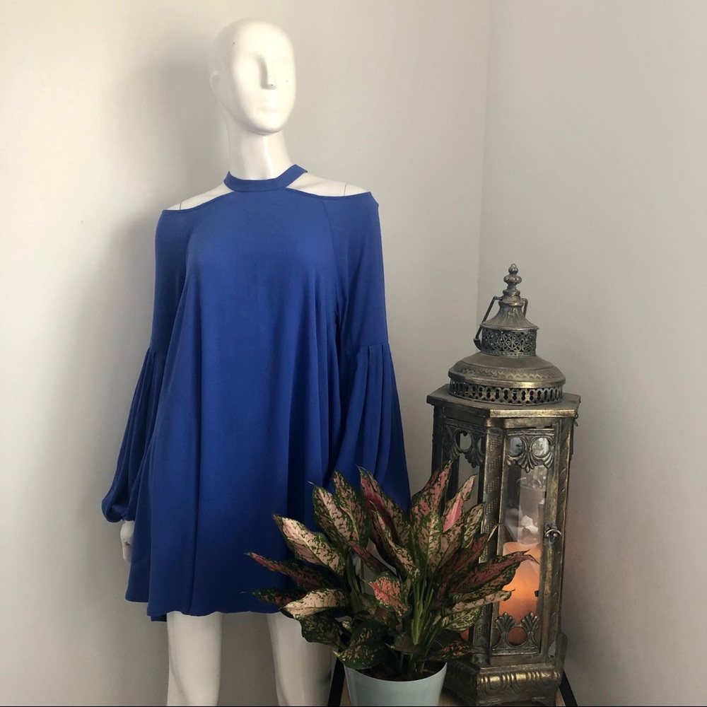 Free People Dress Choker Neckline & Balloon Sleeve